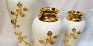 White and Golden Iron Flower Vase Set