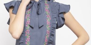 Ladies Crepe Embroidery Top