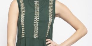 Ladies Green Embroidery Top