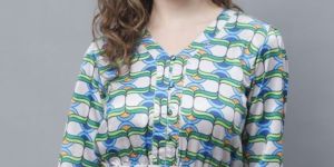 Ladies Printed V Neck Top