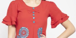 Ladies Red Embroidery Top