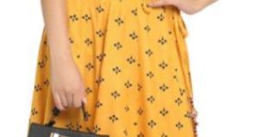 Ladies Rayon Yellow Printed Skirt