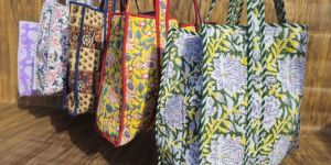 Hand Block Printed Indian Handmade Cotton Shopping Tote Bag