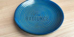 1009 Peacock Blue Narrow Lines Side Plate