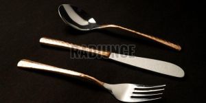 1042 Copper and Stainless Steel Cutlery Set Set of 3 Pcs