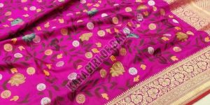 Pure Banarasi Katan Silk Khaadi Heavy Border Saree