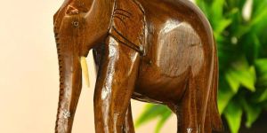 Polished Wooden Elephant Statue