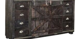 Black Mango Wood Living Room Cabinet