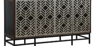 Iron Stand Mango Wood Cabinet