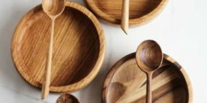 Wooden Plate Spoon Set