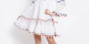 Rayon Printed Pom Pom Frock