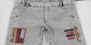 Kids Cotton Grey Dungaree Blue T Shirt Set