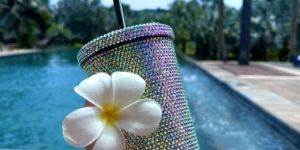 500ml stainless steel Rhinestone Tumbler - Handmade