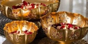 Metal Lotus Urli Set of 3