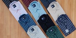 Mens Mock Leno Striped Shirt