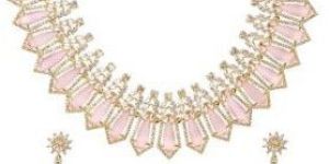 Gold Plated Baby Pink Necklace Set