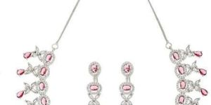 Silver Color Finished Designer Choker Necklace Set