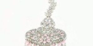 White Rhodium Plated Baby Pink Maang Tikka