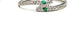 White Rhodium Plated Emerald Green Bracelet