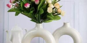 Handmade Ring Shape Ceramic Flower Vase (Size 8 Inch)