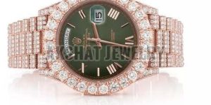 Round Cut Diamond Studded Watch