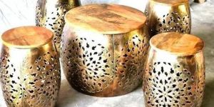 Restaurant Golden Table Stool Set