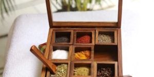 9 Container Wooden Spice Box