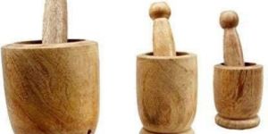 Wooden Okhli Set of 3 Mortal and Pestle