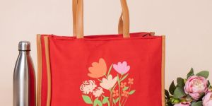 ED182 Floral Print Canvas Tote Bag