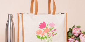 ED183 Floral Print Canvas Tote Bag