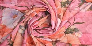 Carnation Pink Floral Georgette Fabric