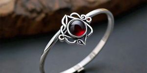 Lyssa Silver Handmade Red Garnet Crystal Birthstone Kada Bracelet