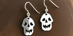 Victoria Skull Sterling Silver Halloween Earrings
