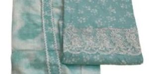 Pure Cotton Blue Suit with Lace Detailing