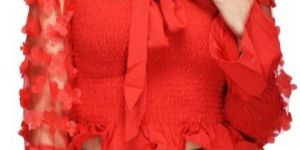 CREPE STYLE RED CROP TOP