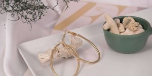 KOREAN MATT FINISH GOLD TOUCH EARRING FOR WOMAN