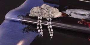 KOREAN SILVER DIAMOND LOOK LONG HANGING EARRING FOR WOMAN