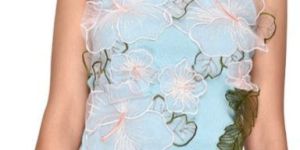 Light Blue Floral Embroidered Top