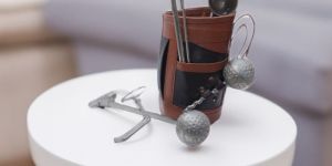Vintage Leather Golf Baar Set for Home Decor