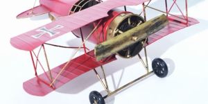 Vintage Red Metal Airplane Model for Decor