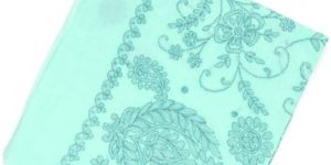 Light Green Floral Motifs Chikankari Embroidered Ladies Cotton Saree