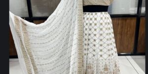 Designer Dupatta Mono Net Sequins with Cotton Thread