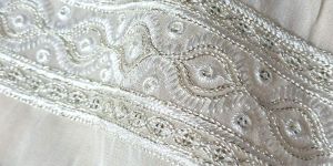 Dyeable Designer Embroidered Lace Fabric