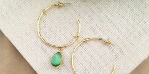 Celina Hoop Earring with Drop Stone