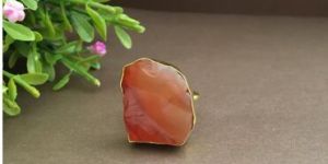 Golden Raw Uncut Stone Adjustable Ring