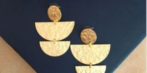 Half Moon Hammered Drop Earrings