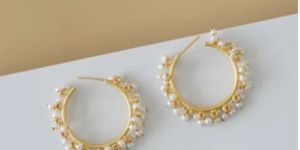 Yashika Cluster Pearl Hoop Earrings