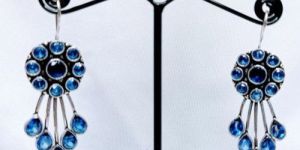 Silver Oxidized Hook Stud Earrings for Women and Girls