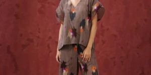 Brown Printed Woman Cord Set