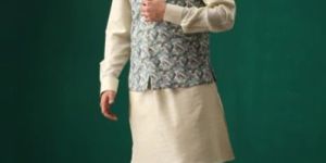Classic Green Floral Printed Bundi for Men